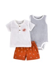 Newborn casual clothes outfit cute baby boys romper short sleeve shorts travel suit spring summer girls outdoor sports wear