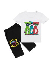 Children Poppy Playtime Tshirt Kids Game Horror Huggie Wugy Clothes Boy Short Sleeve T-shirt + Pants 2pcs Set Baby Girl Outfit