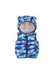 Children Outerwear Baby Girl Clothes Winter Boy Vest Autumn Clothes Infant Waistcoat Dinosaur Sleeveless Toddler Hooded Cotton Coat