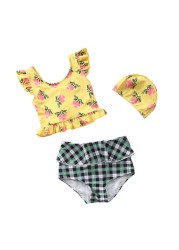 Happyflute Toddler Baby Girls Swimwear 2pcs Girls Swimwear With Cap Children Swimwear Kids Beach Wear