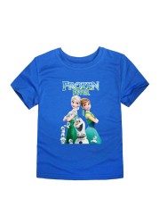 Disney Cartoon T-shirt for Boys Teens Children Summer Tops Girls Frozen Tees Anna and Elsa Cosplay T-shirt Olaf T-shirt