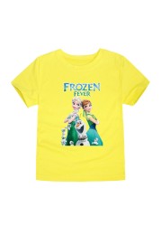 Disney Cartoon T-shirt for Boys Teens Children Summer Tops Girls Frozen Tees Anna and Elsa Cosplay T-shirt Olaf T-shirt