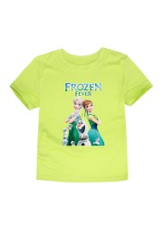 Disney Cartoon T-shirt for Boys Teens Children Summer Tops Girls Frozen Tees Anna and Elsa Cosplay T-shirt Olaf T-shirt