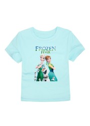 Disney Cartoon T-shirt for Boys Teens Children Summer Tops Girls Frozen Tees Anna and Elsa Cosplay T-shirt Olaf T-shirt