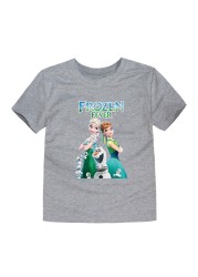 Disney Cartoon T-shirt for Boys Teens Children Summer Tops Girls Frozen Tees Anna and Elsa Cosplay T-shirt Olaf T-shirt