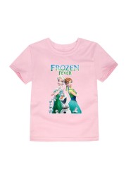 Disney Cartoon T-shirt for Boys Teens Children Summer Tops Girls Frozen Tees Anna and Elsa Cosplay T-shirt Olaf T-shirt