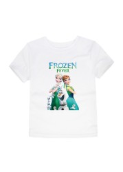 Disney Cartoon T-shirt for Boys Teens Children Summer Tops Girls Frozen Tees Anna and Elsa Cosplay T-shirt Olaf T-shirt