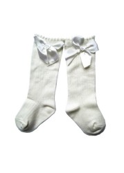 Kids Children Girls Socks With Bows Cotton Baby Girls Socks Soft Toddlers Long Socks For Kids Princess Knee High Socks