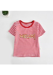 Boys and girls' short-sleeved striped cotton T-shirt, 2-7T clothes, summer 2021