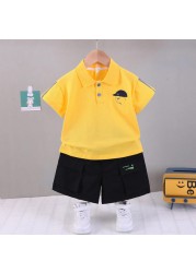 New Hot Suit Summer Children Boys Girls Clothes Kids Cotton Letter Short Sleeve T-shirt 2pcs/sets Toddler Clothes 0-5 Years