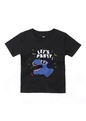 2022 Fashion Boys and Babies' Short Sleeve T-shirt Boys T-Rex Crewneck Dinosaur T-shirt Cotton Tops Tees Summer Clothes