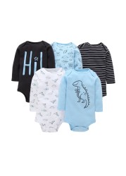 Long Sleeve Romper Cartoon Boy Girl Clothes Infant Clothes Set Newborn Costume Cotton 2022 Autumn Spring Rompers 5pcs