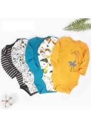 Long Sleeve Romper Cartoon Boy Girl Clothes Infant Clothes Set Newborn Costume Cotton 2022 Autumn Spring Rompers 5pcs