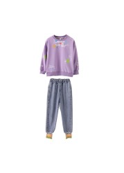 WKPK New Spring Autumn Girls Clothes 4-18 Kids T-shirt + Pants Set Teenager Clothes Comfortable Kids Outdoor Clothes