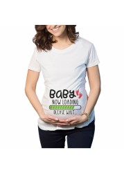 Pregnant Women T-Shirt Lady Letter Printed Maternity Short Sleeve Pregnancy Announcement Shirt 2022 Summer Mom Top Tees Clothes