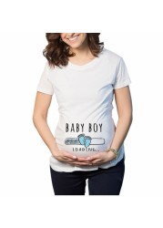 Pregnant Women T-Shirt Lady Letter Printed Maternity Short Sleeve Pregnancy Announcement Shirt 2022 Summer Mom Top Tees Clothes