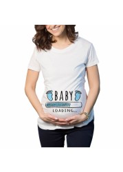 Pregnant Women T-Shirt Lady Letter Printed Maternity Short Sleeve Pregnancy Announcement Shirt 2022 Summer Mom Top Tees Clothes