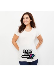 Pregnant Women T-Shirt Lady Letter Printed Maternity Short Sleeve Pregnancy Announcement Shirt 2022 Summer Mom Top Tees Clothes