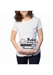 Pregnant Women T-Shirt Lady Letter Printed Maternity Short Sleeve Pregnancy Announcement Shirt 2022 Summer Mom Top Tees Clothes