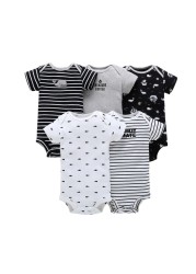 Cartoon Monster Baby Newborn Clothes Newborn Baby Clothes Short Sleeve Cotton Onesex Unisex Bodysuit 2021 5pcs/set