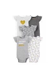 Cartoon Monster Baby Newborn Clothes Newborn Baby Clothes Short Sleeve Cotton Onesex Unisex Bodysuit 2021 5pcs/set