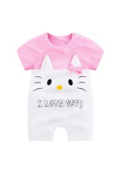 0-24 months newborn romper infant stuff baby clothes girl summer T-shirt with lucky cat kitty duck unisex clothes baby outfit