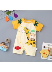 0-24 months newborn romper infant stuff baby clothes girl summer T-shirt with lucky cat kitty duck unisex clothes baby outfit