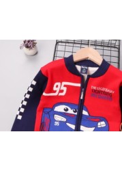 Autumn Little Boys Clothes Lightning McQueen Embroidery Knit Cardigan Sweater Winter Clothes Christmas Fashion Children Tops