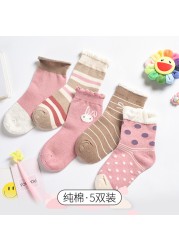 New 2021 5 Pairs Baby Socks Boys Girls Round Socks Fashion Comfortable Cotton Sock Baby Sock Clothes Gift Baby Socks