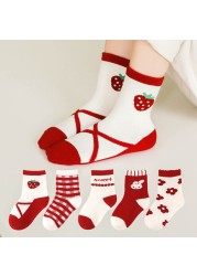 New 2021 5 Pairs Baby Socks Boys Girls Round Socks Fashion Comfortable Cotton Sock Baby Sock Clothes Gift Baby Socks