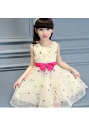 2022 Summer Children's Chiffon Dresses High Quality Lace Princess Dress Children Evening Wear Baby Girl Dress 4 6 8 9 10 12 Years