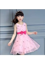 2022 Summer Children's Chiffon Dresses High Quality Lace Princess Dress Children Evening Wear Baby Girl Dress 4 6 8 9 10 12 Years