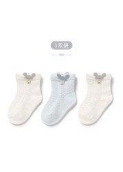 3pairs/lot Girls Socks Summer Breathable Children Short Ankle Socks for 1-12 Years Kids Soft Cotton Lace Princess Mesh Socks