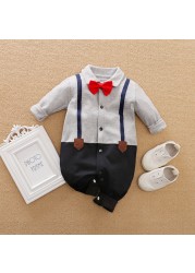 Baby Boy Clothes Baby Jumpsuit Autumn Backpack Long Sleeve Baby Ha Yi Korean Version Gentleman Newborn Crawling Suit Baby Clothes