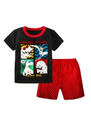 2pcs cotton boys clothes dinosaur animal children clothing sets boys suits kids pajamas summer clothes boys of 10 years