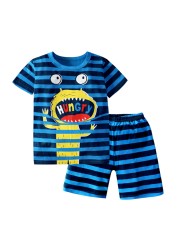 Boys Short Sleeve Cotton Pajamas Sets Dinosaur Boys Sleepwear Sets Teenage Kids Pajamas For Boys 3 4 5 6 7 8 9 10 11 12 Years