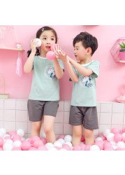 Boys Short Sleeve Cotton Pajamas Sets Dinosaur Boys Sleepwear Sets Teenage Kids Pajamas For Boys 3 4 5 6 7 8 9 10 11 12 Years