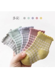 5 Pairs Infant Socks Spring Autumn New Cute Cartoon Cotton Socks Breathable Loose Lace Kids Socks Toddler Girl Autumn Clothes 2022