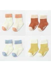 4 Pairs Cotton Baby Socks Cotton Socks Baby Boys Girls Cute Lovely Anti-Slip Socks Toddler Kids Fashion Soft Socks Autumn