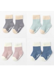 4 Pairs Cotton Baby Socks Cotton Socks Baby Boys Girls Cute Lovely Anti-Slip Socks Toddler Kids Fashion Soft Socks Autumn