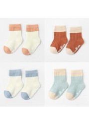 4 Pairs Cotton Baby Socks Cotton Socks Baby Boys Girls Cute Lovely Anti-Slip Socks Toddler Kids Fashion Soft Socks Autumn