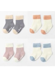 4 Pairs Cotton Baby Socks Cotton Socks Baby Boys Girls Cute Lovely Anti-Slip Socks Toddler Kids Fashion Soft Socks Autumn