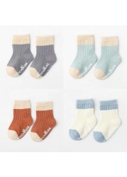 4 Pairs Cotton Baby Socks Cotton Socks Baby Boys Girls Cute Lovely Anti-Slip Socks Toddler Kids Fashion Soft Socks Autumn