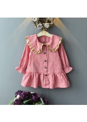 Autumn New Fashion Baby Girls Dresses Long Sleeve Chiffon Floral Princess Cute Dress Family Vacation Beach Kids Clothes 1-6 Years