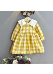 Autumn New Fashion Baby Girls Dresses Long Sleeve Chiffon Floral Princess Cute Dress Family Vacation Beach Kids Clothes 1-6 Years