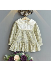 Autumn New Fashion Baby Girls Dresses Long Sleeve Chiffon Floral Princess Cute Dress Family Vacation Beach Kids Clothes 1-6 Years