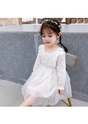 Autumn New Fashion Baby Girls Dresses Long Sleeve Chiffon Floral Princess Cute Dress Family Vacation Beach Kids Clothes 1-6 Years