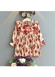 Baby Girls Christmas Dress Summer Birthday Party Princess Dress Long Sleeve Floral Dresses For Girls