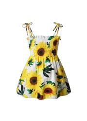 Baby Kids Toddler Baby Girls Dresses Sunflower Slip Floral Dress Beach Dress Clothes for Girl Summer Dresses Vestido Bebes 2022