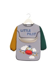 Children's Cartoon Printed Waterproof Baby Bib Adjustable Long Sleeve Baby Bib